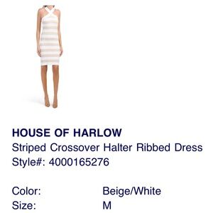 House of Harlow 1960 Beige and White Crossover Halter Dress